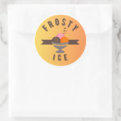 Sticker Rond Frosty Ice – Retro Ice Cream Sundae Logo (Sac)