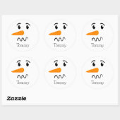 Sticker Rond Frosty, le Snowman, face confuse (Feuille)