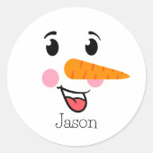 Sticker Rond Frosty le visage heureux du Snowman (Devant)