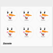 Sticker Rond Frosty le visage heureux du Snowman (Feuille)