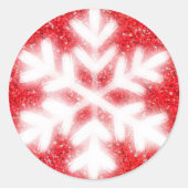 Sticker Rond Frosty red North Pole snowflakes | sparklinw (Devant)