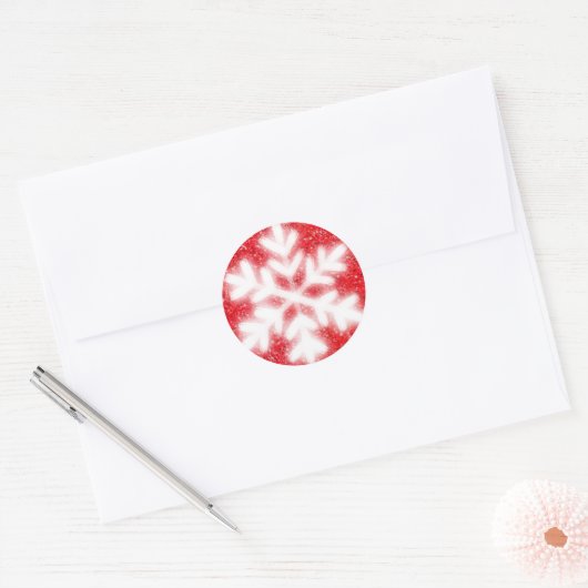 Sticker Rond Frosty red North Pole snowflakes | sparklinw (Enveloppe)
