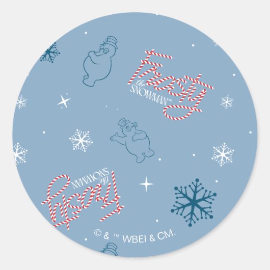 Sticker Rond Frosty Snowman Blue Snowflake Motif (Devant)