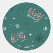 Sticker Rond Frosty Snowman Green Snowflake Motif (Devant)