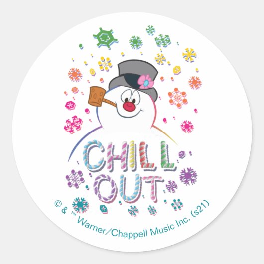 Sticker Rond Frosty the Snowman™ | Couleurs arc-en-ciel "Refroi (Devant)
