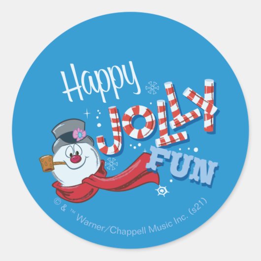 Sticker Rond Frosty the Snowman™ | Joyeux Jolly Fun (Devant)
