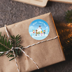 Sticker Rond Frosty the Snowman™ Personalized Christmas