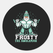 Sticker Rond Frosty The Swoleman Funny Buff Swole Snowman Gym M (Devant)
