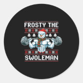 Sticker Rond Frosty The Swoleman Ugly Funny Christmas Snowman W (Devant)