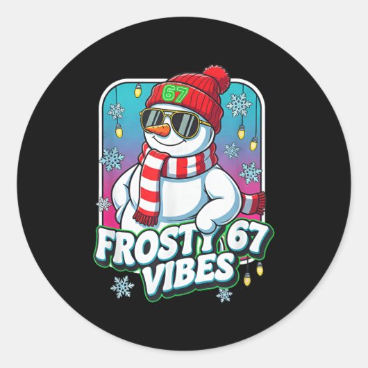 Sticker Rond Frosty Vibes 67 Snowman Christmas (Devant)