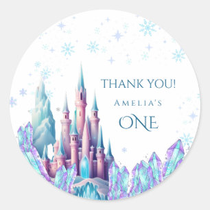 Sticker Rond Frozen 1er Anniversaire Carte Château Premier Anni