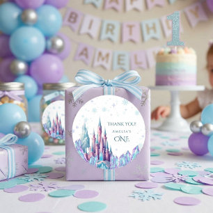 Sticker Rond Frozen 1er anniversaire Carte de château Premier a