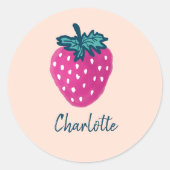 Sticker Rond Fruit aux fraises mûre Nom personnalisé (Devant)