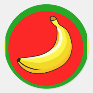 Sticker Rond Fruit Bananes Jaunes Desserts Destinés Sucrés