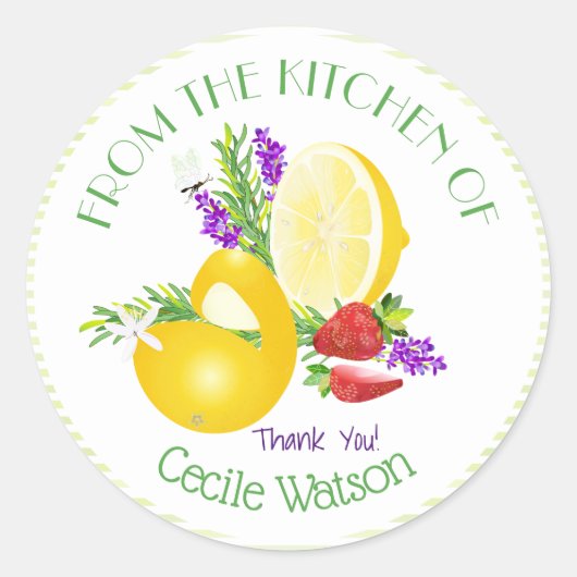 Sticker Rond Fruit citron fraise (Devant)