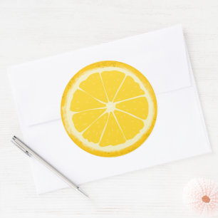 Sticker Rond Fruit d'agrumes de citron jaune tranche artistique