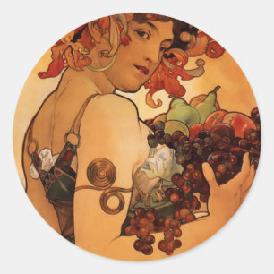 Sticker Rond Fruit d'Alphonse Mucha