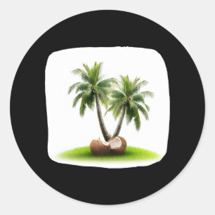 Sticker Rond Fruit d'arbre de la noix de coco