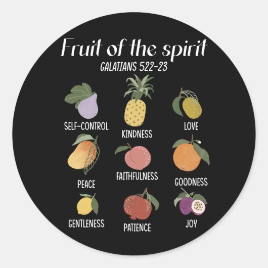 Sticker Rond Fruit De L'Esprit Foi Chrétienne Jésus Dieu Amour (Devant)