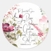 Sticker Rond Fruit de l'Esprit rose floral (Devant)