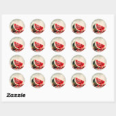 Sticker Rond Fruit de pastèque tropicale (Feuille)