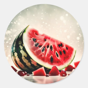 Sticker Rond Fruit de pastèque tropicale