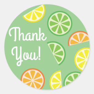 Sticker Rond Fruit de tranche d'agrumes 1er anniversaire Merci