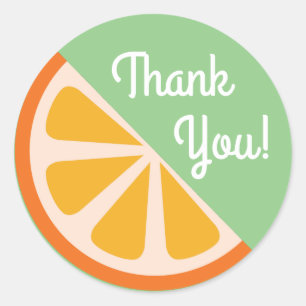 Sticker Rond Fruit de tranche d'agrumes d'orange 1er Merci d'an
