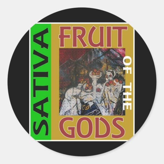 STICKER ROND FRUIT DES DIEUX SATIVA (Devant)