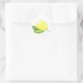 Sticker Rond Fruit jaune citron Aquarelle Citrus été (Sac)