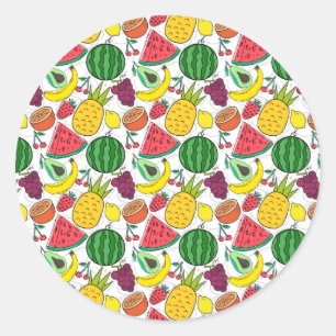 Sticker Rond Fruit motif transparent   motif de surface de frui