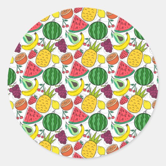 Sticker Rond Fruit motif transparent | motif de surface de frui (Devant)