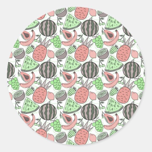Sticker Rond Fruit motif transparent | motif de surface de frui (Devant)