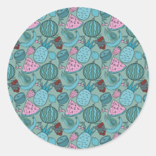 Sticker Rond Fruit motif transparent   motif de surface de frui