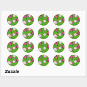 Sticker Rond Fruit rouge dragon vert (Feuille)