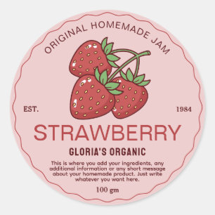 Sticker Rond Fruit vintage confiture de fraise Produit maison