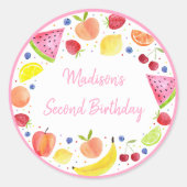 Sticker Rond Fruits à deux tti Deuxième anniversaire (Devant)