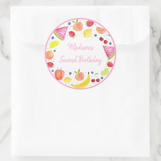 Sticker Rond Fruits à deux tti Deuxième anniversaire (Sac)