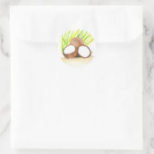Sticker Rond Fruits de coco nourriture paume mignon aquarelle r (Sac)