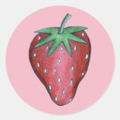 Sticker Rond Fruits de fraises rouges juteuses roses Imprimer (Devant)