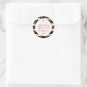 Sticker Rond Fruits de Noël Berry Wreath Black & White Strips (Sac)