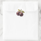 Sticker Rond Fruits de prune aux Feuilles (Sac)
