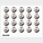 STICKER ROND FRUITS DE SAISON 4- ARTICHOKES, ROSE & FRAISES (Feuille)