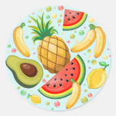 Sticker Rond Fruits d'été frais Motif (Devant)