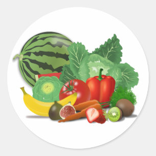 Sticker Rond Fruits et légumes