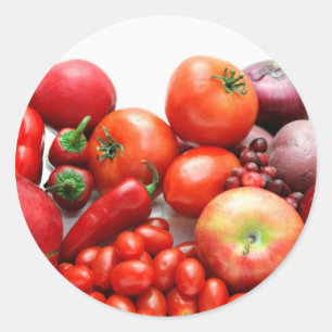 Sticker Rond Fruits Et Légumes Rouges