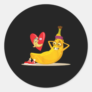 Sticker Rond Fruits Fruits Fou Drôle Banane Faire Asseyez-vous
