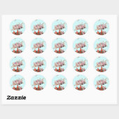 Sticker Rond FRUITS/JASMINES DE SAISON, FLEURS, PRUNES Turquois (Feuille)