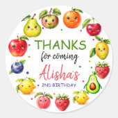 Sticker Rond Fruits mignons Fille Anniversaire (Devant)