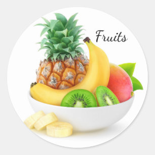 Sticker Rond Fruits tropicaux dans un bol